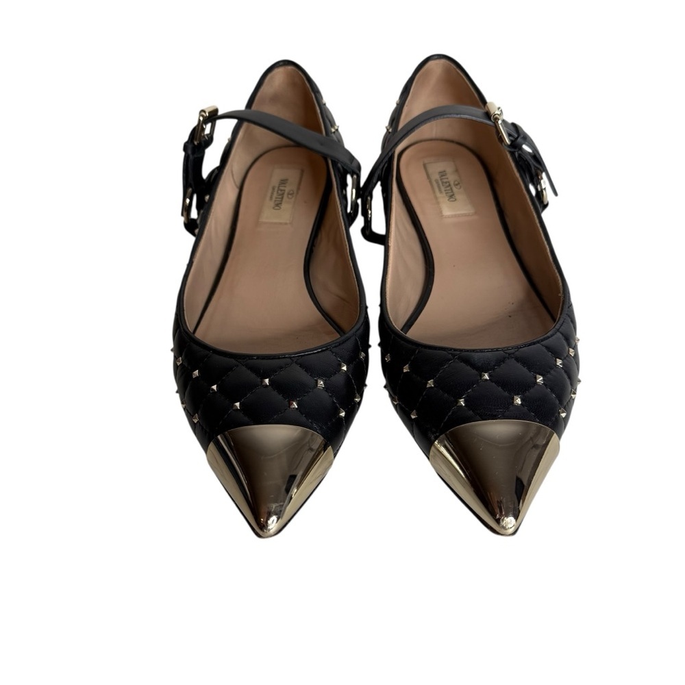 Valentino Garavani Studded Mary Jane Cap Toe Ballet Flats size 39.5 - Picture 3 of 12